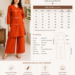 Orange Linen Co-Ord Set for Festive Wear - view 4