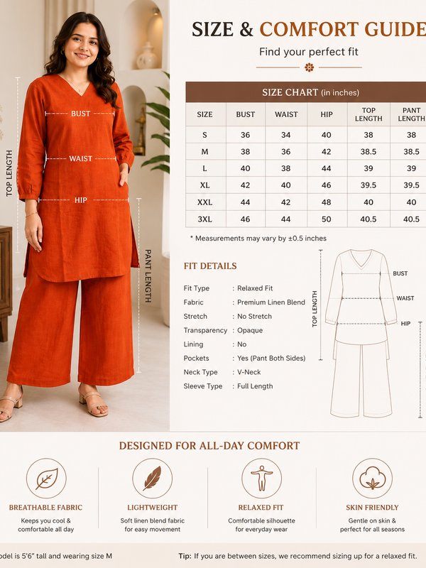 Orange Linen Co-Ord Set for Festive Wear - view 4