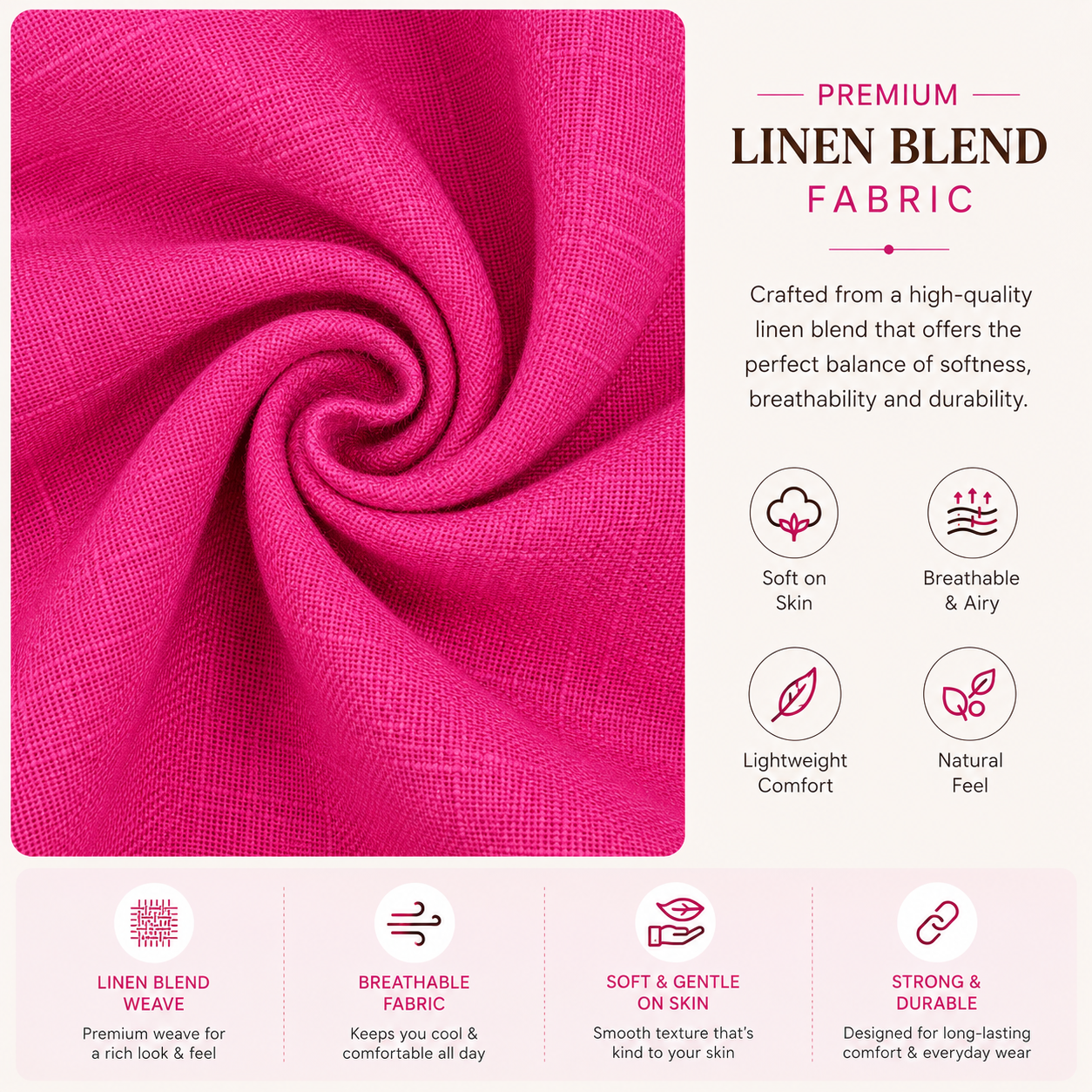 Premium Linen Blend V-Neck Kurta Palazzo Co-Ord Set