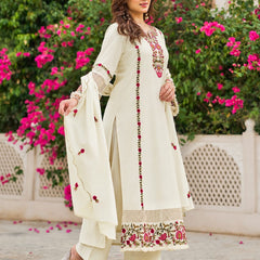 Baby Pink Floral Embroidered Straight Kurta Set
