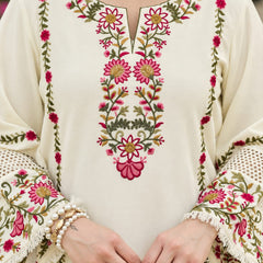 Baby Pink Floral Embroidered Straight Kurta Set