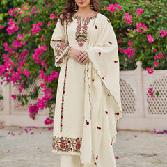 Baby Pink Floral Embroidered Straight Kurta Set