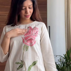 Off-White Kantha Cotton Kurta Set