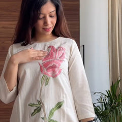 Off-White Kantha Cotton Kurta Set