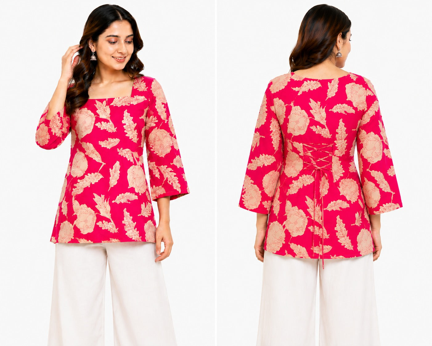 Women's Floral Printed Cotton Short Kurti