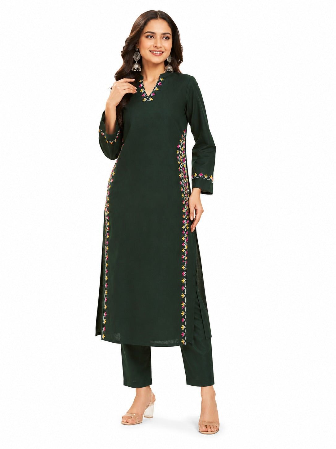 Premium Cotton Embroidered Kurta Pant Set | Straight Fit | Daily & Office Wear