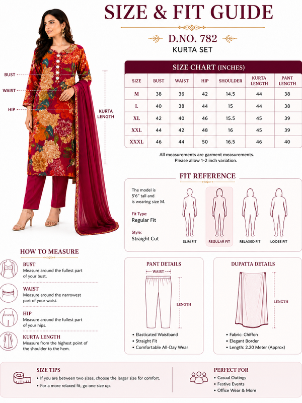 Red Floral-Print Kurta Pant Dupatta Set for Festive Wear - view 6
