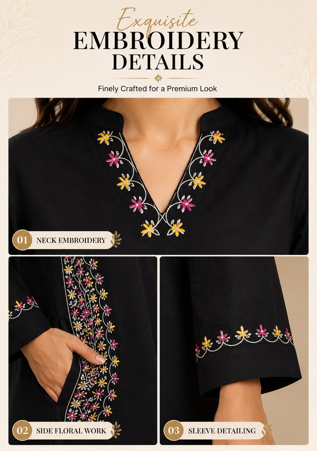 Premium Pure Cotton Embroidered Kurta Pant Set | Straight Fit | Daily & Office Wear