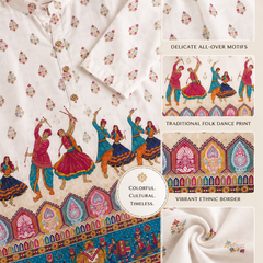 White Motif-Print Kurta Palazzo Set for Festive Wear - view 4