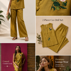 Red Embroidered Cotton Co-Ord Set for Daily Wear - view 5