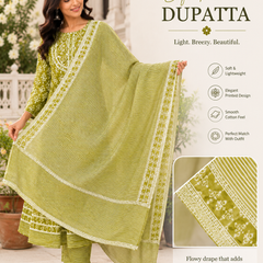 Green Embroidered Cotton Ethnic Wear for Casual Wear - view 6