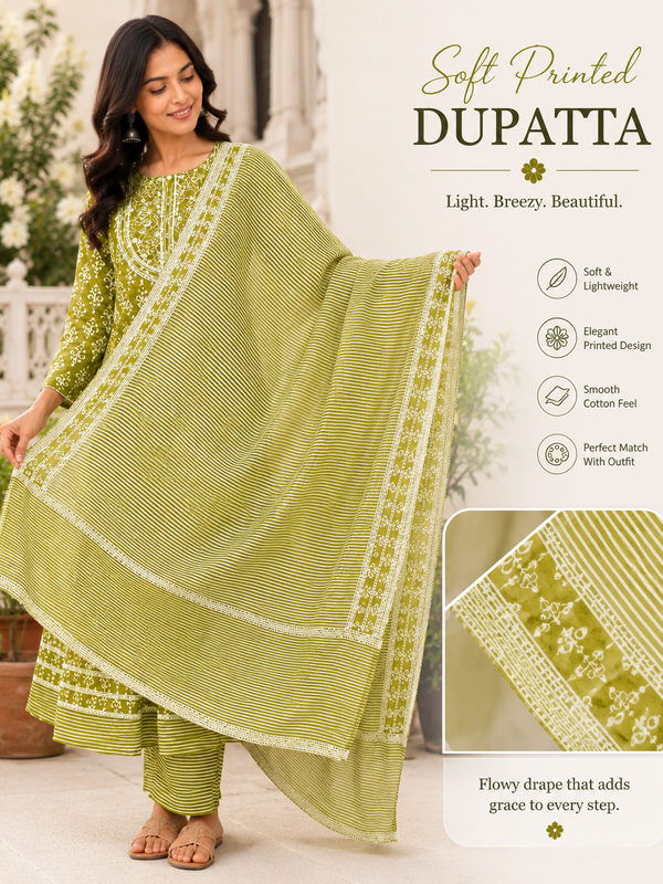 Green Embroidered Cotton Ethnic Wear for Casual Wear - view 6