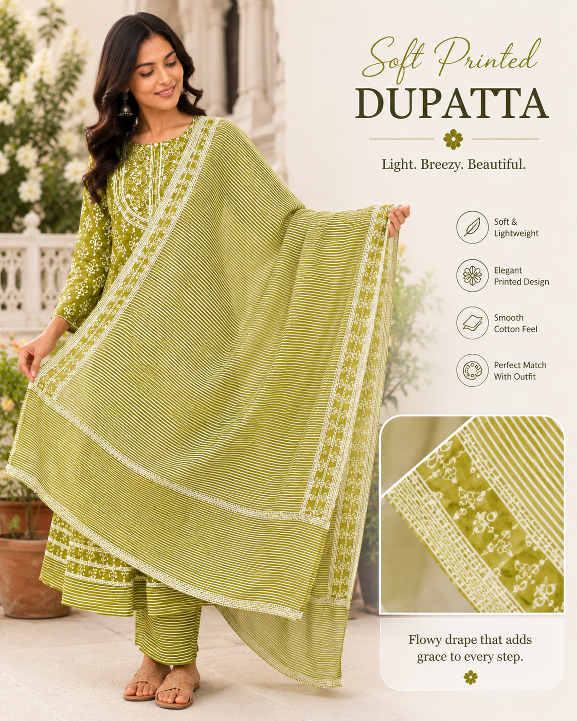 Women's Cotton Anarkali Kurta Pant Dupatta Set | Embroidered Ethnic Suit Set
