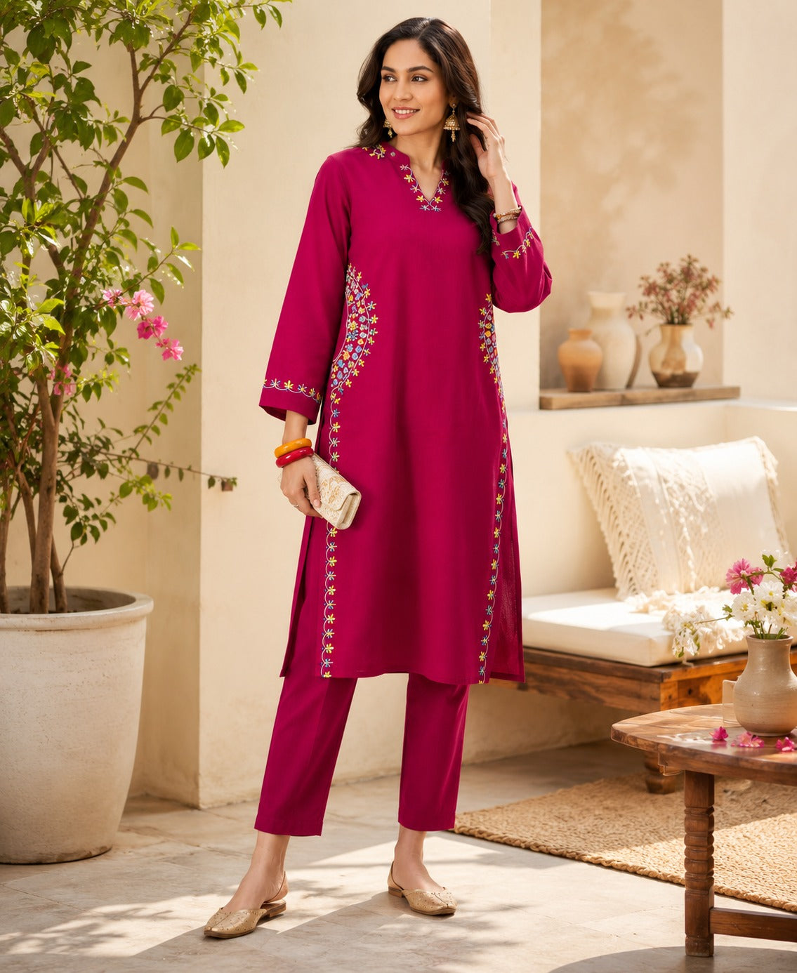 Premium Embroidered Kurta Pant Set | Straight Fit | Elegant Daily Wear