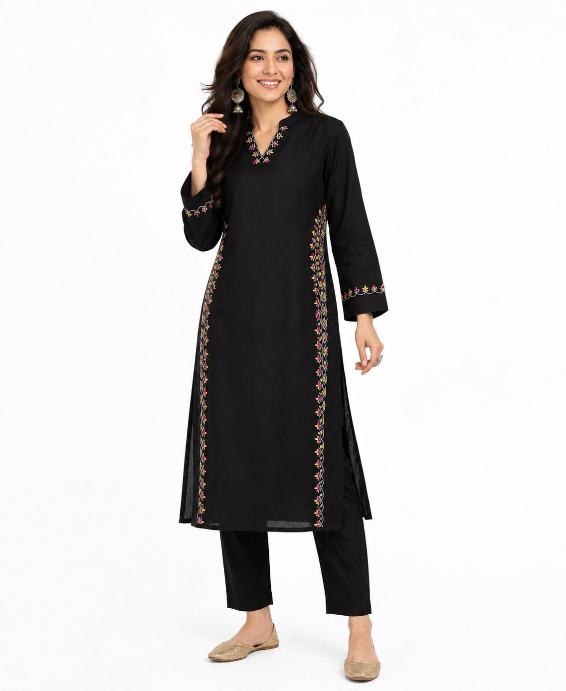 Premium Pure Cotton Embroidered Kurta Pant Set | Straight Fit | Daily & Office Wear