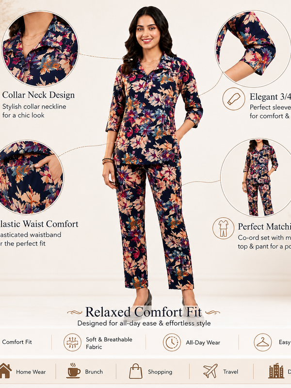 Floral-Print Cotton Co-Ord Set for Daily Wear - view 5
