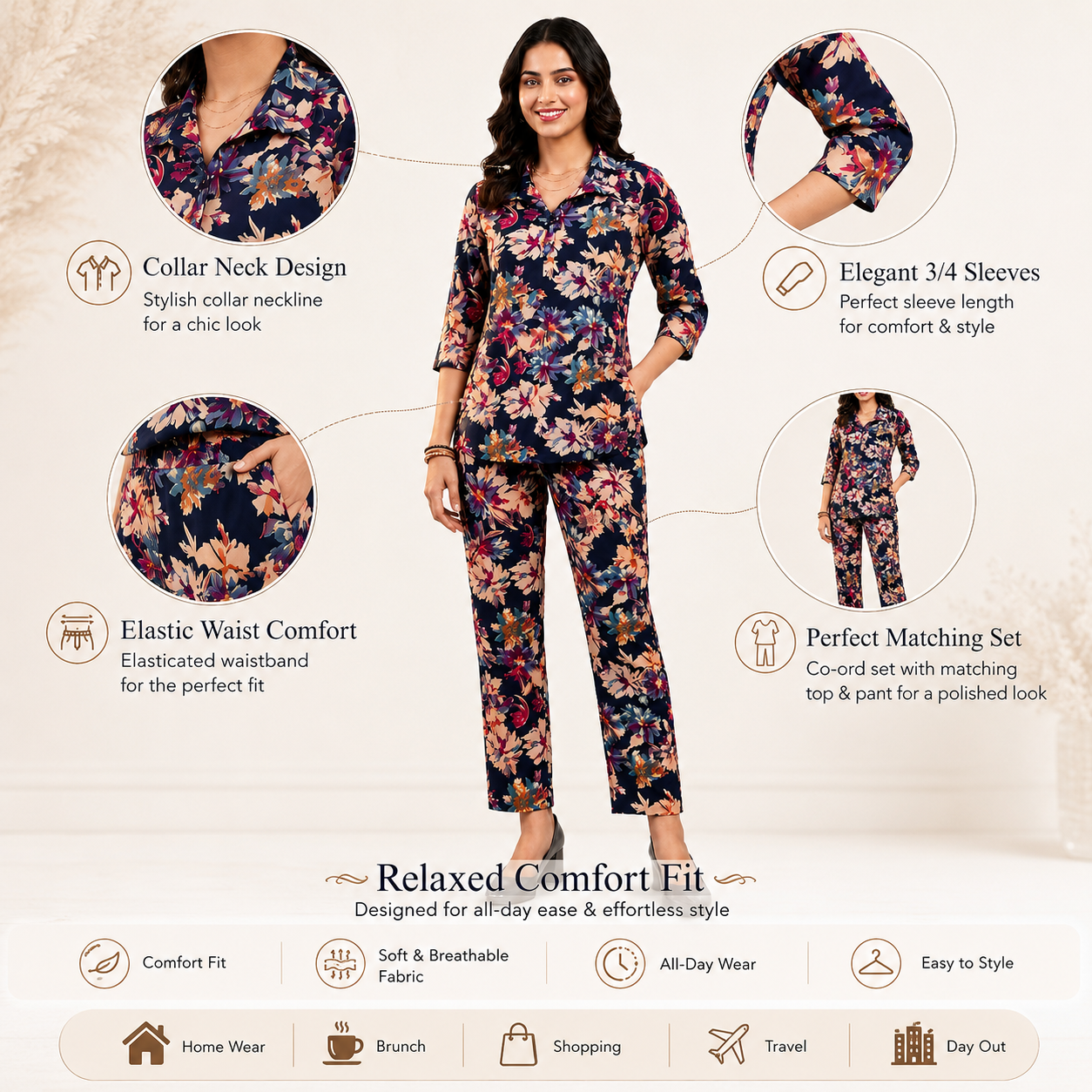 Women's Floral Printed Cotton Co-Ord Set