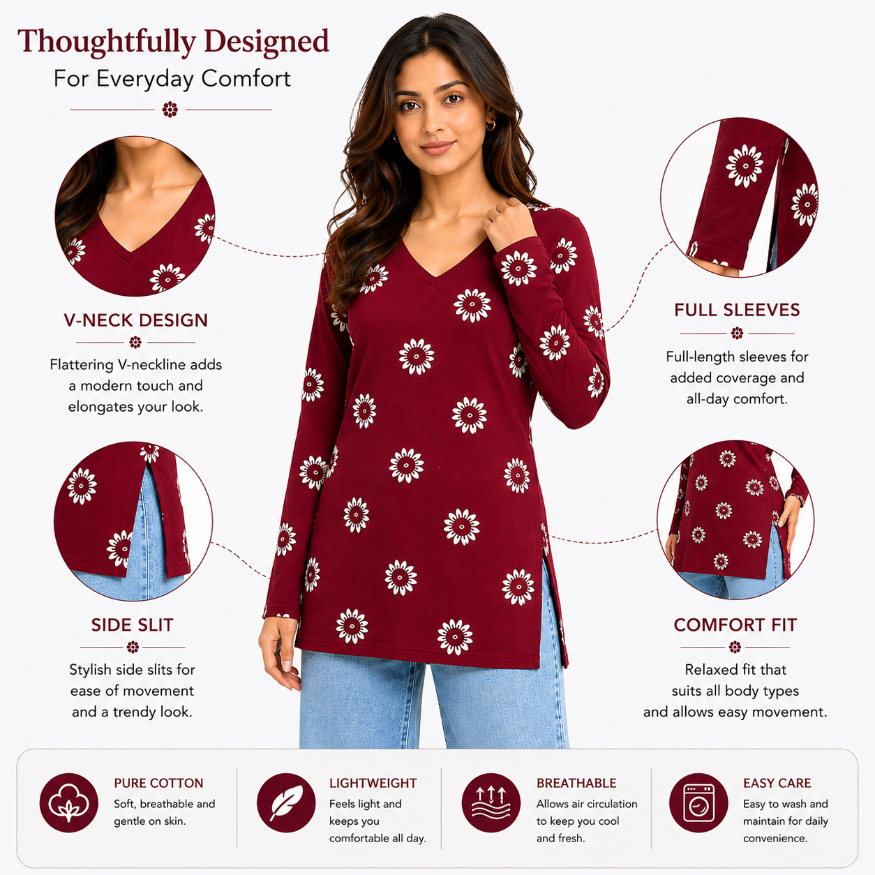 Rayon Printed Kurti Top