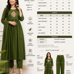 Floral Embroidered Kurta Pant Dupatta Set for Festive Wear - view 5