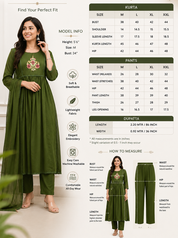 Floral Embroidered Kurta Pant Dupatta Set for Festive Wear - view 5
