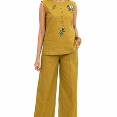 Red Embroidered Cotton Co-Ord Set for Daily Wear - view 4
