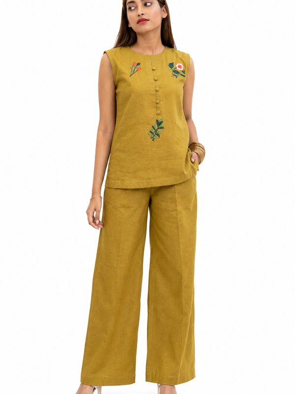 Red Embroidered Cotton Co-Ord Set for Daily Wear - view 4