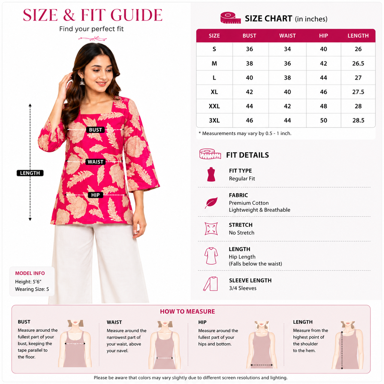 Women's Floral Printed Cotton Short Kurti