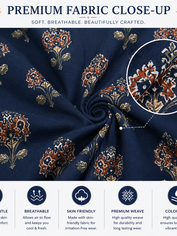 Navy Printed Tunic Top for Office Wear - view 4