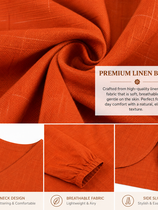 Orange Linen Co-Ord Set for Festive Wear - view 3
