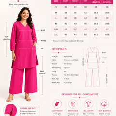 Pink Linen Kurta Palazzo Co-Ord Set for Festive Wear - view 5