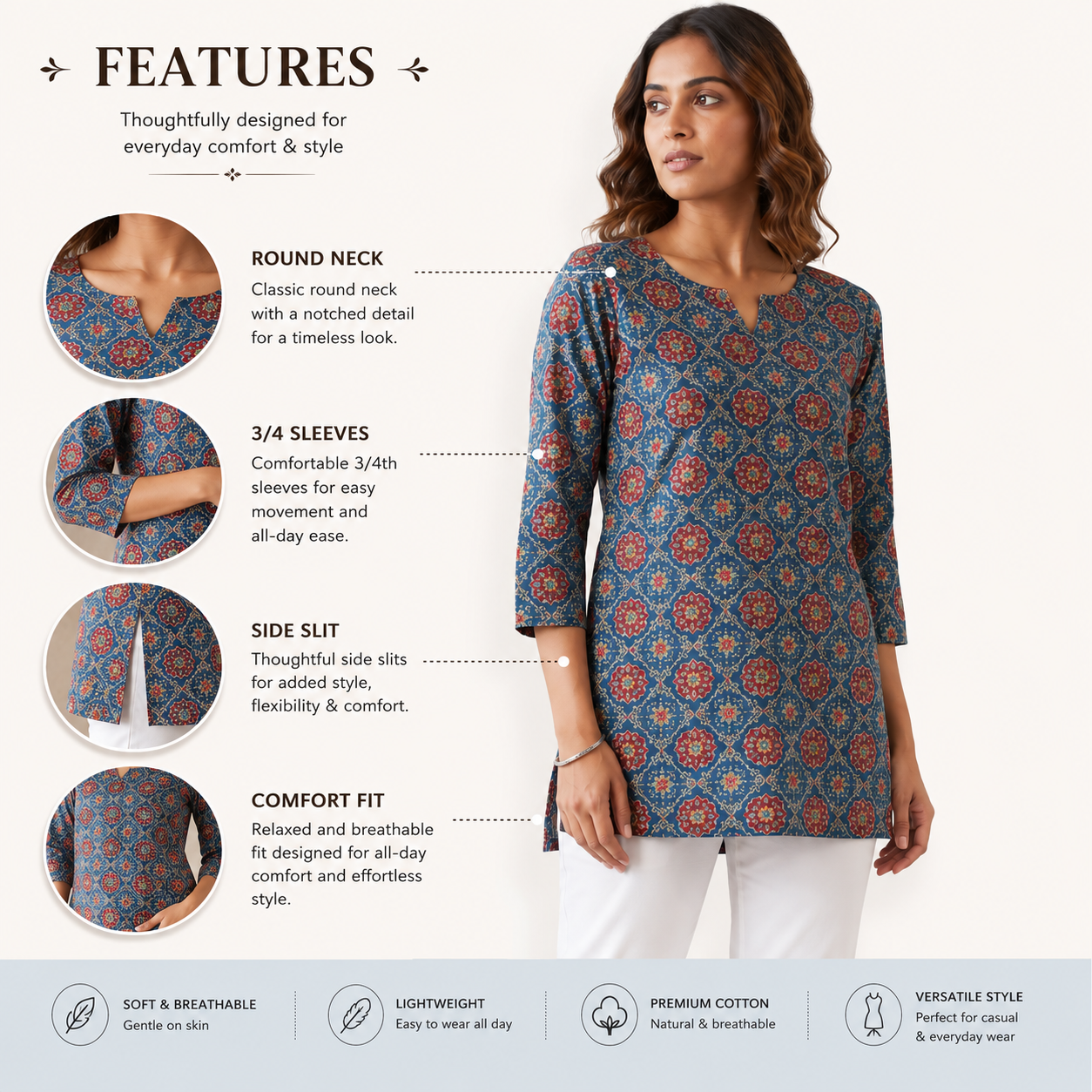 Premium Cotton Printed Short Kurti