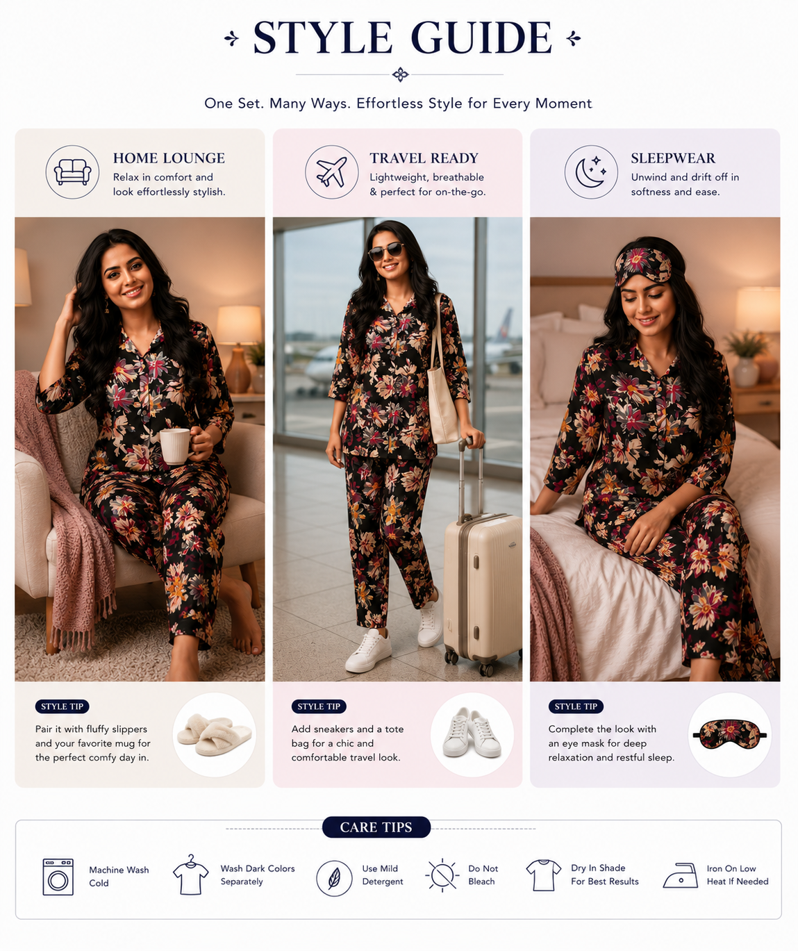 Floral Printed Night Suit Set