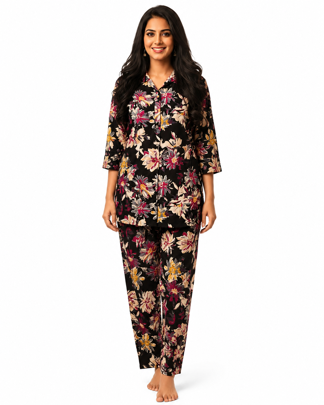 Floral Printed Night Suit Set
