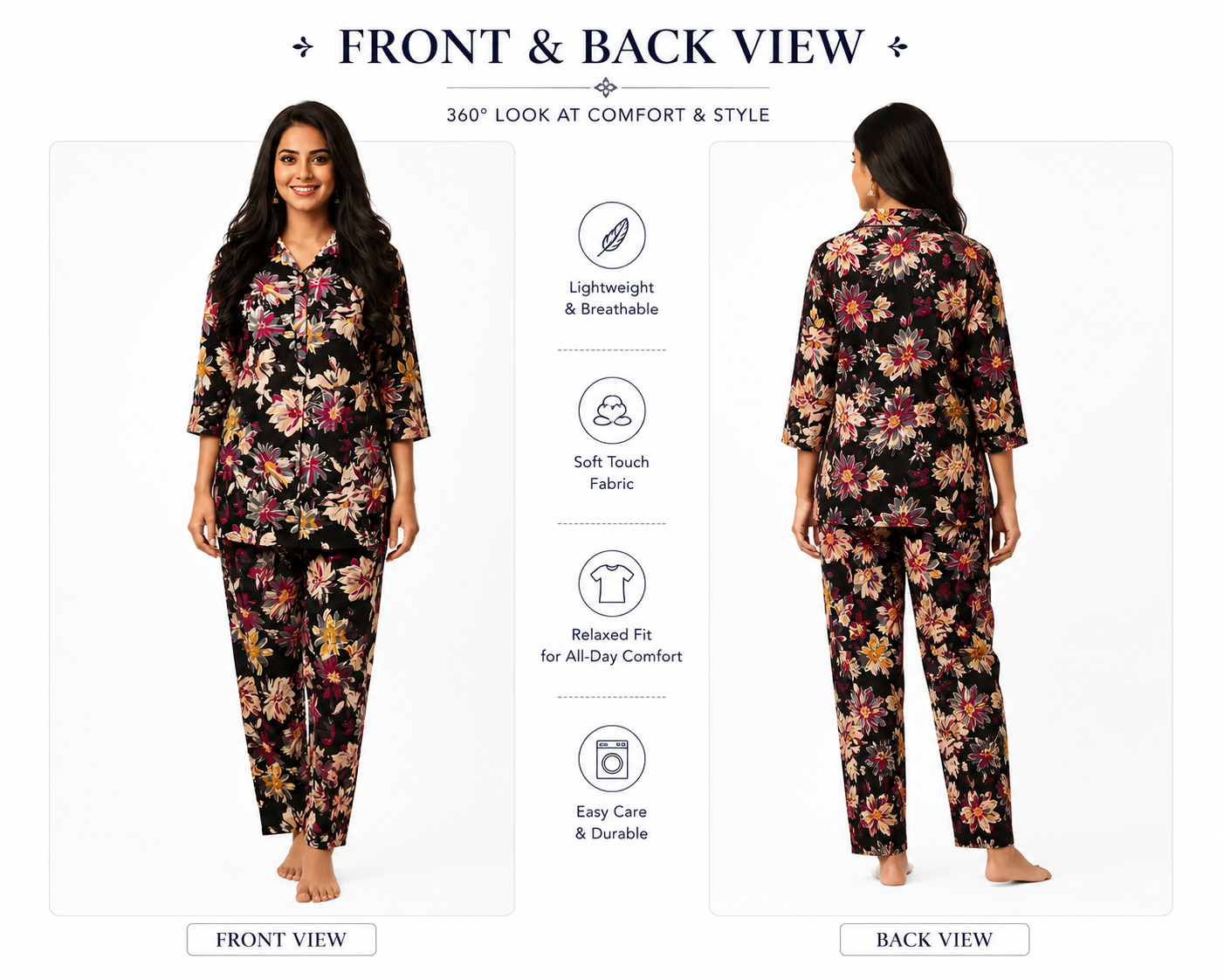 Floral Printed Night Suit Set