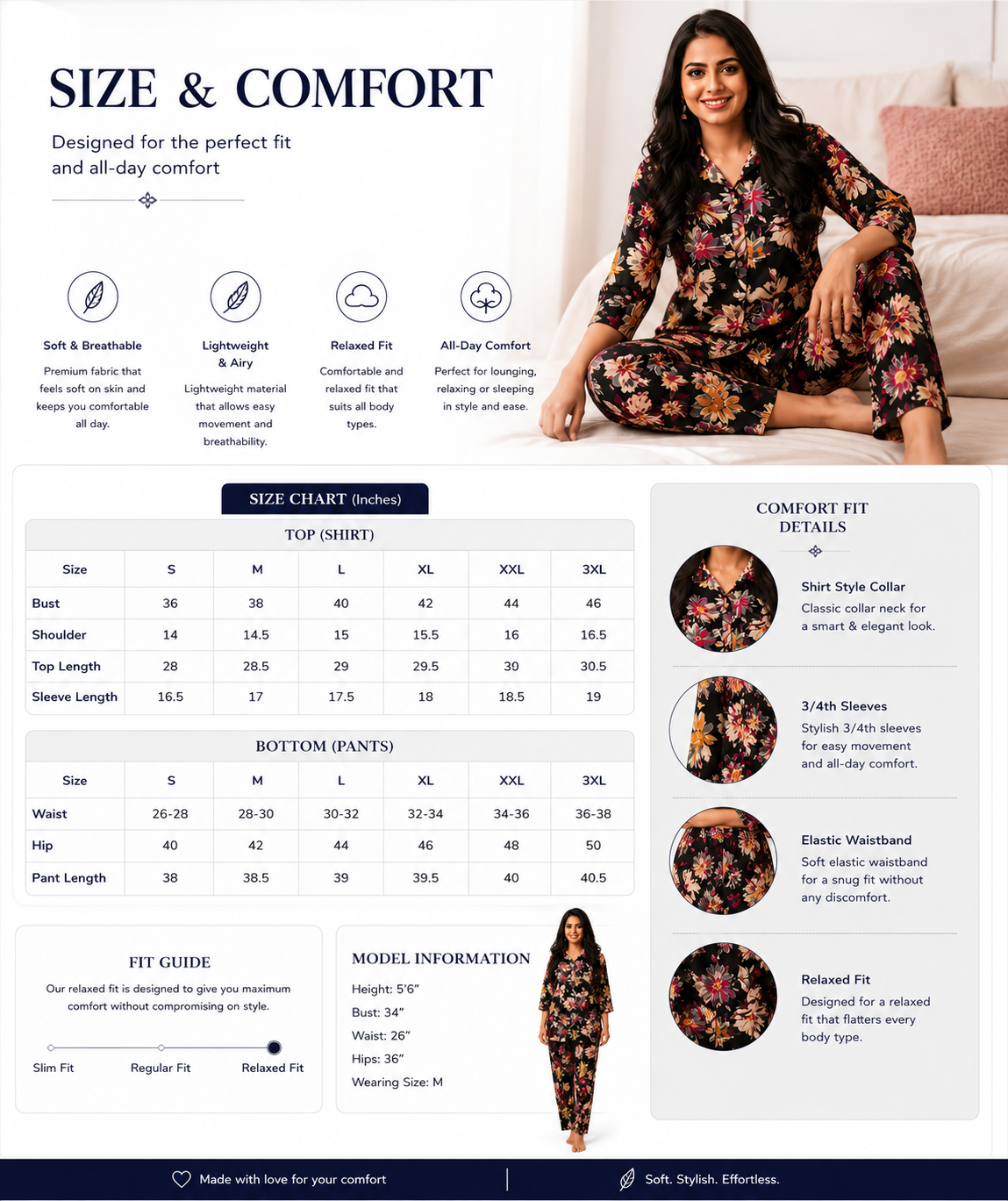 Floral Printed Night Suit Set