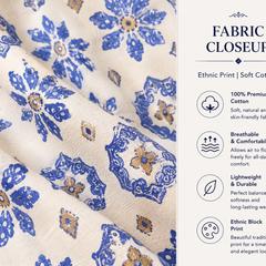 White Printed Cotton Kurta Palazzo Co-Ord Set for Festive Wear - view 3