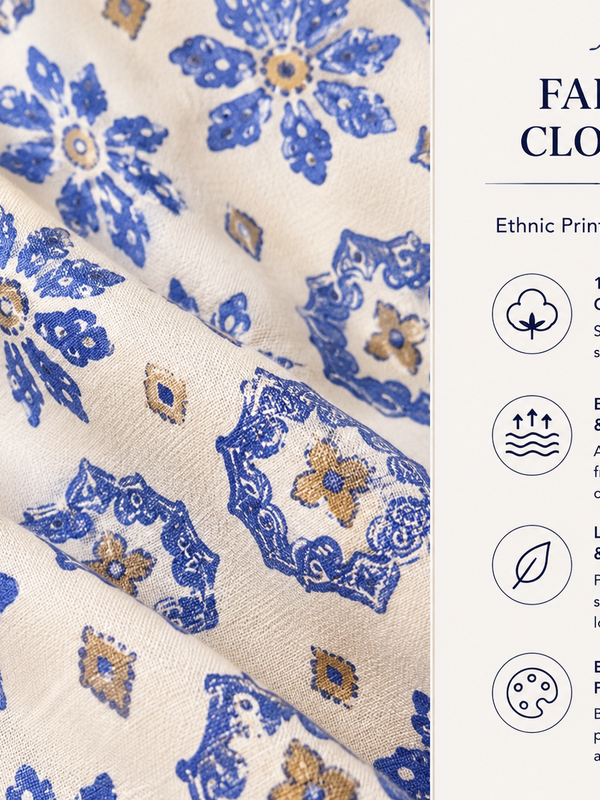 White Printed Cotton Kurta Palazzo Co-Ord Set for Festive Wear - view 3