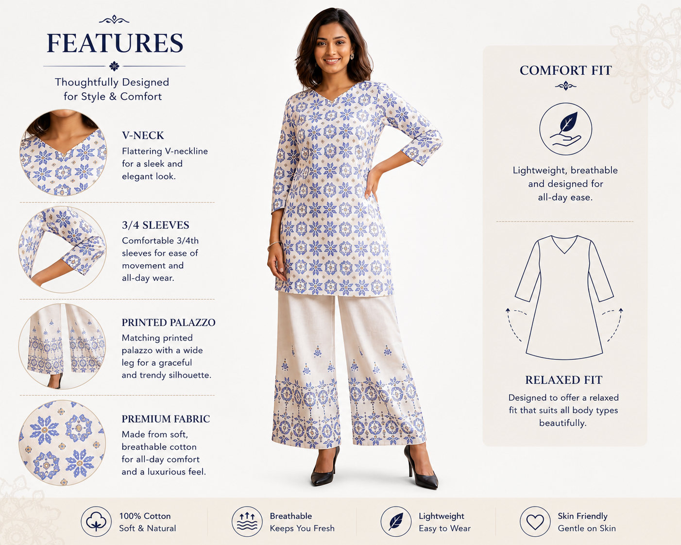 Printed Kurta Palazzo Set