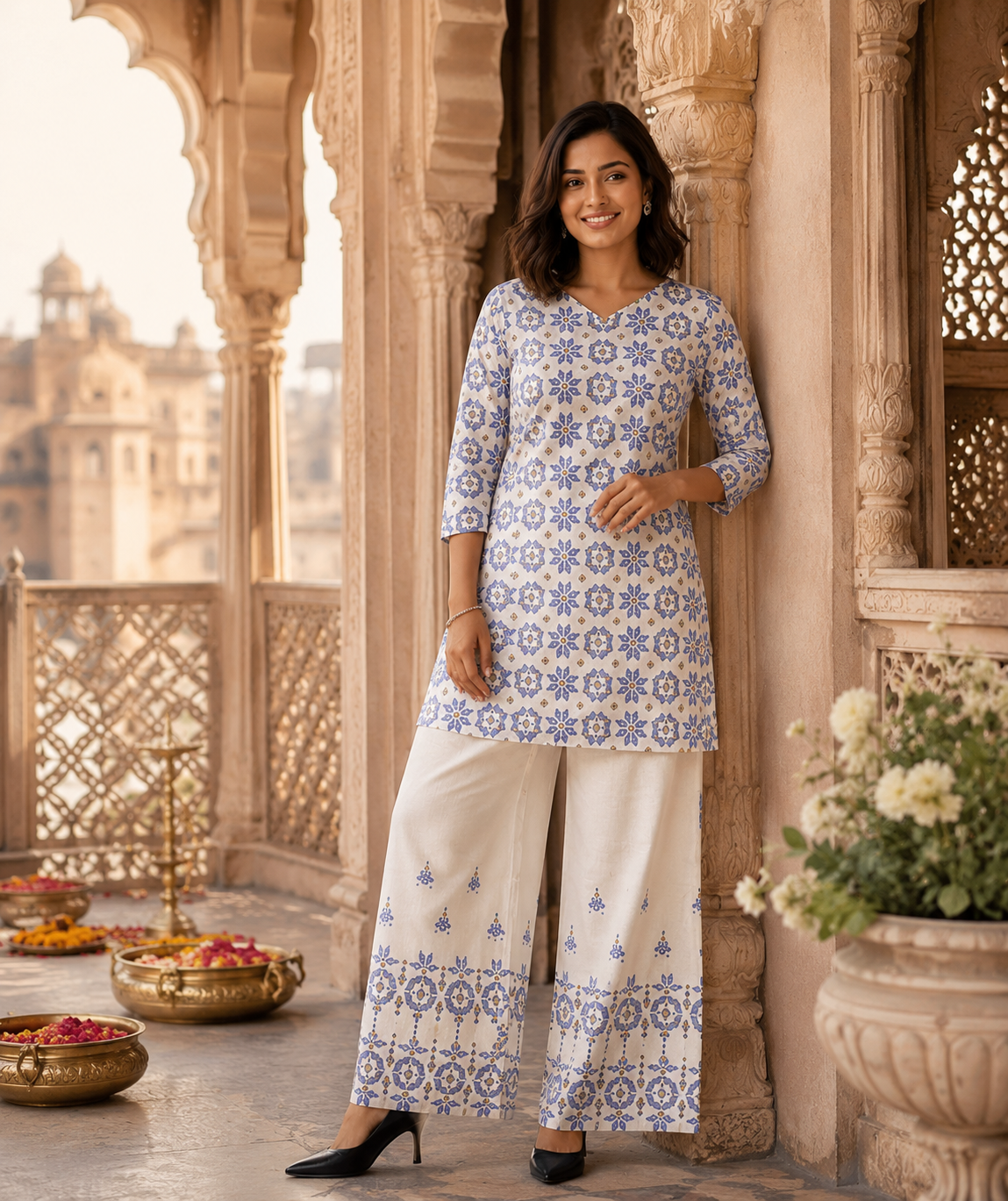 Printed Kurta Palazzo Set