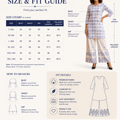 White Printed Cotton Kurta Palazzo Co-Ord Set for Festive Wear - view 6