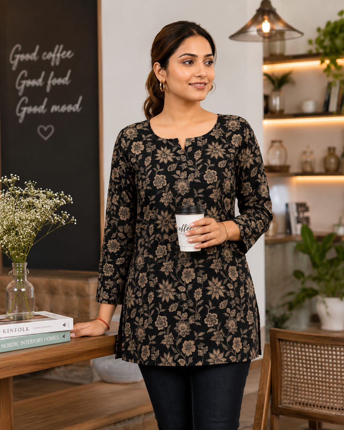 Floral Printed Short Kurti