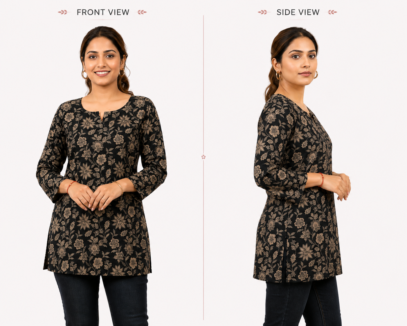 Floral Printed Short Kurti